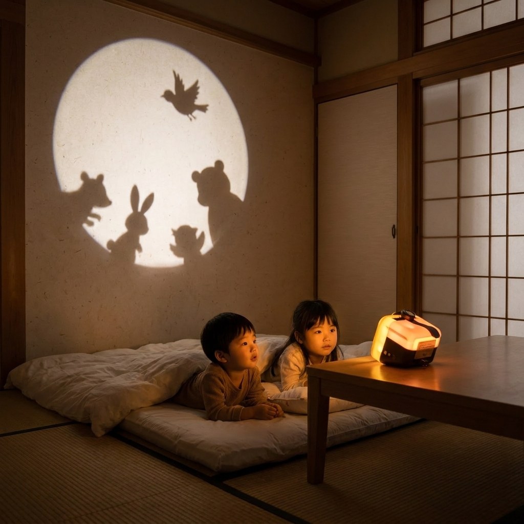 きょうだいが並んで見ている場面